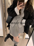 Tineit 2025 Autumn Grey Knitted Suit for Women Korean Slim Short Cardigan Top High Waist Fashion Skirt Suit Outfit 2 Piece Set Chic