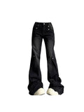 christmas outfit Tineit Women's Baggy Flare Jeans Harajuku Y2k 90s Aesthetic Oversize Black Gothic Denim Trousers Emo 2000s Jean Pants Vintage Clothes