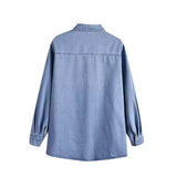 thanksgiving outfit Tineit 2024 Autumn New Women's Casual Versatile Collar Long Sleeve Single breasted Loose Pocket Denim Shirt