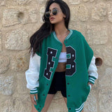 Tineit 2024 Fall Fashion Oversized Logo Varsity Jacket