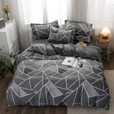 Tineit Grey Geometric Pattern Duvet Cover Four set series for Adults Teens Polyester Bedding Set with Zip Closure Comforter Covers