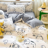 Tineit Cute Kids Bedding Set Rabbit Dinosaur No Filler Single Queen Size Duvet Cover Flat Sheet Pillowcase Girls Boys Comforter Duvet