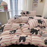 Tineit Ins Korean Cartoon Little Bear Cute Bedding Set Autumn Winter Polyester Bed Sheet Pillowcase Twin Full Queen Size Quilt Cover