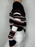 Tineit Off Shoulder Striped Print Sweaters