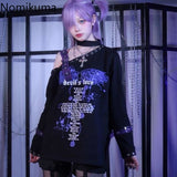 Tineit Y2k Tops Harajuku Punk Hoodies Women Streetwear Harajuku Japanese Sweatshirts Casual Chic Off Shoulder Hoodie Clothes for Teens