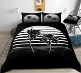 Tineit Coconut Palm Tree Bedding Set Tropical Plant Home Textile Black White Duvet Cover Set Palm Leaves Bedclothe Tropic Bed Linen