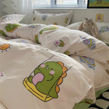 Tineit Lucky Dog Bedding Set Cute Cartoon No Filler Twin Full Size Duvet Cover Flat Sheet Pillowcase Fashion Girls Boys New Bed Linen