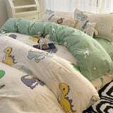 Tineit Cute Dinosaur Duvet Cover Set Flat Sheet Pillowcase No Filler Boys Girls Twin Full Queen Size Home Textile Fashion Bed Linens