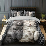 Tineit 3pcs Cat Animal Duvet Cover Set 3D Cute Pet Cat HD Printing Bedding For Home Dorm