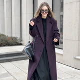 Tineit 2025 Spring Solid Women's Fashion Lapel Oversized Jacket Elegant Double Breasted Pockets Full Sleeve Coat Trendy Lady Streetwear