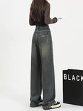 christmas outfit Tineit Women's Grey Y2k Jeans Harajuku Japanese 2000s Style Baggy Denim Trousers Vintage Aesthetic Oversize Jean Pants Trashy Clothes