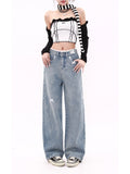 christmas outfit Tineit Women's Y2k Baggy Bow Jeans Harajuku Oversize Denim Trousers Streetwear Vintage Japanese 2000s Style Jean Pants Trashy Clothes