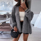 thanksgiving outfit Tineit Casual Knitted Solid Open Cardigan Women Loose Warm Long Sleeve Sweaters Female Autumn Elegant Fashion Simple Daily Outwear