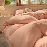 Tineit Ins Style Pink Solid Color Bedding Sheet Nordic Duvet Cover Set Hot Sale Home Luxury Bedding Set Bed Sheet Comfortable Bedspread