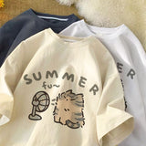 Tineit Aesthetic Kitten Print Oversized T-shirt