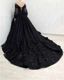 Tineit Puffy Sleeve Prom Dress Luxury 3D Flower Long Train Vestidos De Fiesta Gothic Ball Gown Wedding Dress فساتين سهرة-(PRE-ORDER)