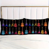 Tineit 2/3pcs Vibrant Guitar Music Instruments Duvet Cover Set - Soft & Stylish Bedding for Music Lovers 1 Duvet Cover + 1/2 Pillowcase