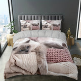 Tineit 3pcs Lazy Cat Animal Duvet Cover Set Soft Comfortable And Breathable HD Printing Bedding For Home Dorm