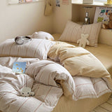 Tineit Ins Washed Cotton Four Piece Single Duvet Set Japanese Style Simple Checkered Bedding Dormitory