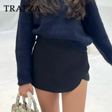 cold weather outfits Tineit 2024 Autumn Winter Women Casual Mini Asymmetrical Skirts Shorts Fashion Sexy High Waist Solid Back Pockets Female Shorts