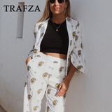 cold weather outfits Tineit 2024 Spring Summer Casual Women Embroidery Suits Fashion Solid Flare Sleeve Open Stitch Blazers+Mid Waist Wide Leg Pants