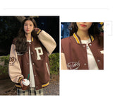 Tineit 2024 Fall Fashion Vintage 90's Varsity Jacket