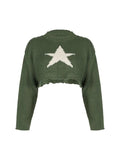 Tineit Vintage Star Jacquard Cropped Sweater