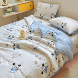 Tineit 2024 New Summer Water Washed Glutinous Cotton Summer Bedding Cover Set of Four Pieces