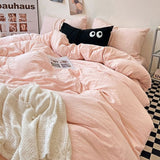 Tineit Nordic Green Pink Duvet Cover Set No Filling Soft Washed Cotton Ins Style Boys Girls Single Queen Size Bed Linen Pillowcases