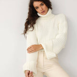 thanksgiving outfit Tineit Casual Solid Turtleneck Sweaters Women Autumn Loose Thick Long Sleeve Pullover Sweater Female Chic Street Daily Soft Outwear