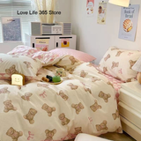 Tineit Ins Cream Cherry Bedding Set Cartooon Fruit Duvet Cover Polyester high quality Linen Bedroom Decor Home Textile For Girls Kids