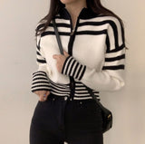 Tineit Collar Neck Stripe Short Cardigan