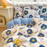 Tineit Cute Bear Bedding Set No Filler Ins Korean Style Duvet Cover Pillowcase 2024 New Single Full Size Kids Adult Soft Bed Linen