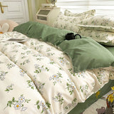 Tineit Strawberry And Flowers Bedding Sets Solid Color Girls Boys Double Size Flat Sheet Duvet Cover Pillowcase Bed Linen Home Textile