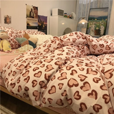 Tineit Korean Ins Black Flower Bedding Set Girl Orange Princess Style Sheet Cover Trellis Polyester Soft Bedclothes For Gitls Gift