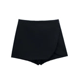 Tineit Ladies Fashion High Waist Shorts Skirts Woman Spring Summer Asymmetric Shorts Skirts Black Mini Skirt Shorts Woman Shorts Female