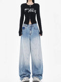 christmas outfit Tineit Women Blue Y2k Jeans Harajuku Japanese 2000s Style Baggy Denim Trousers Vintage Aesthetic Ripped Jean Pants Trashy Clothes 2025