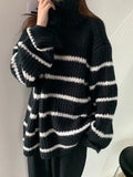 Tineit Turtleneck Striped Knit Sweater