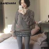 Tineit Korean Commuting Outfit Two-piece Set Spring Semi Open Neck Knitted Sweater High Waisted Sequined Skirt Female Clothing