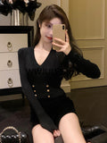 Tineit 2025 Autumn Black Casual Knitted Sweater Woman Outwear Basic Korean Fashion Blouse Office Lady Bodycon Slim Y2k Crop Tops Chic