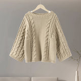 Tineit Oversize Twist Sweater Women Chic Turtleneck Long Lantern Sleeve Knitted Street Pullover Holiday Casual Lady Jumper Top Knitwear