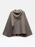 Tineit New Women's Burgundy Red Fashion Scarf Collar Coat 2024 Elegant Loose Long Sleeves Wool Blend Jacket Female Chic Fall Streetwear