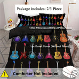 Tineit 2/3pcs Vibrant Guitar Music Instruments Duvet Cover Set - Soft & Stylish Bedding for Music Lovers 1 Duvet Cover + 1/2 Pillowcase