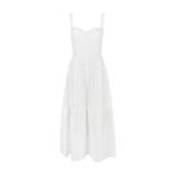 Tineit White broeadered Jacquard Midi A-Line Dress