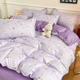 Tineit Ins Bear Duvet Cover Set Fashion No Filler Single Full Size Girls Boys Flat Sheet Pillowcase Bedspread Cute Kawaii Home Textile