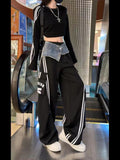 christmas outfit Tineit Women Black Gothic Pants with Skirt Baggy Emo Parachute Pants Harajuku Japanese 2000s Style Y2k Vintage Trousers Fashion Clothes