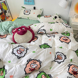 Tineit Ins Rabbit Bedding Set Fashion No Filler Korean Single Queen Size Duvet Cover Flat Sheet Pillowcases Cute Kids Adult Bed Linens