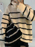 Tineit Turtleneck Striped Knit Sweater