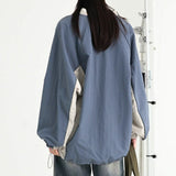 Tineit 2024 Fall Fashion V-Neck Patchwork Oversized Sweatshirt