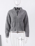 Tineit Knitted Zipper Sweaters Women Casual Loose All-match Cardigan 2025 Autumn Long Sleeve Jacket Female Street Lady Tops Basic Coat